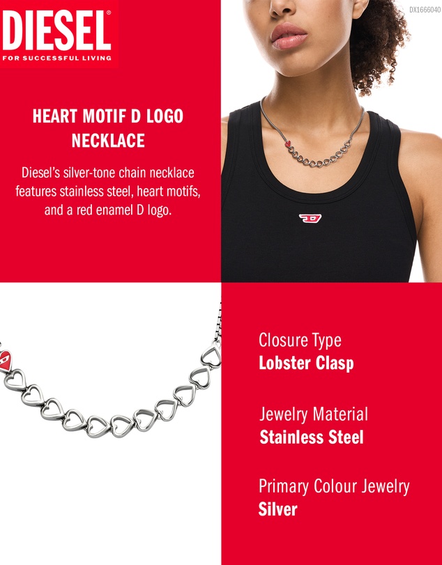 Diesel - D Logo Silver Necklace