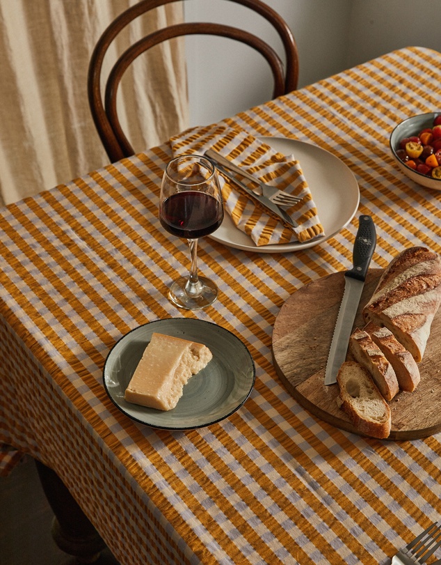 Mosey Me - Mango Seersucker Tablecloth