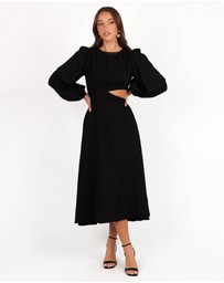Petal & Pup - Ginnee Puff Sleeve Cutout Midi Dress - Black
