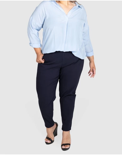 Love Your Wardrobe - Jada Wide Elastic Waist Stretch Bengaline Pants