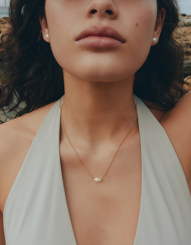 SAINT VALENTINE - Cielo Single Pearl Necklace - Gold