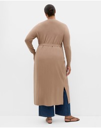 City Chic - Plus size Goldie Longline Cardigan - taupe