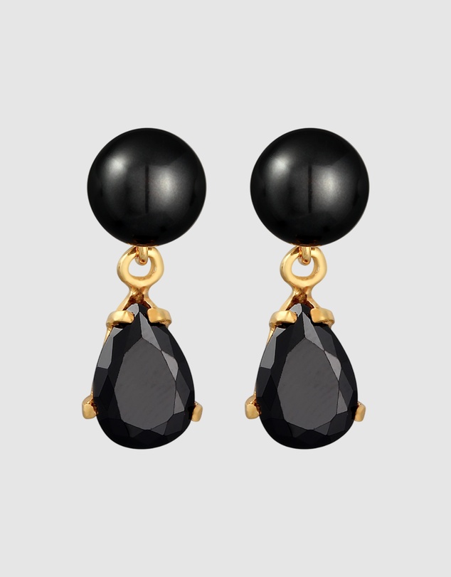 Elli Jewelry - Earrings Ear Studs Drop with Synth. Pearl And Zirconia Crystals in 925 Sterling Silver Gold Plated