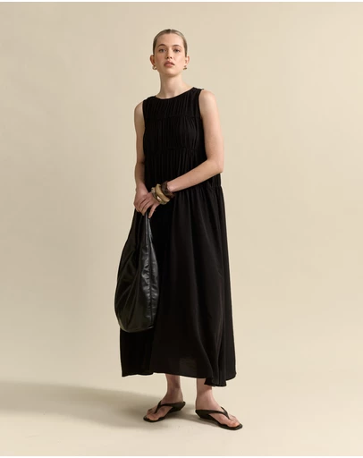 MVN - Rouched Maxi Shift Dress