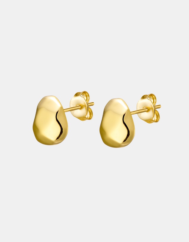 Zoe Olivia - 14K Gold Vermeil Faceted Bean Stud Earrings