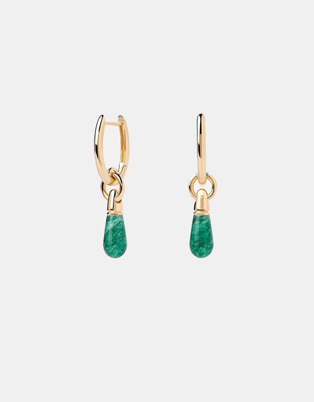 PDPAOLA - Green Aventurine Jupiter Hoop Earrings
