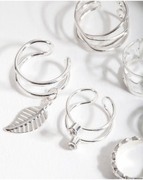 Lovisa - Silver Mixed Leaf Ear Cuff 6-Pack
