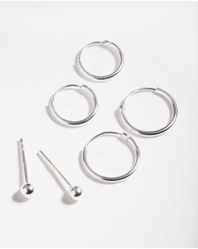 Lovisa - Sterling Silver Ball & Hoop Earring Pack