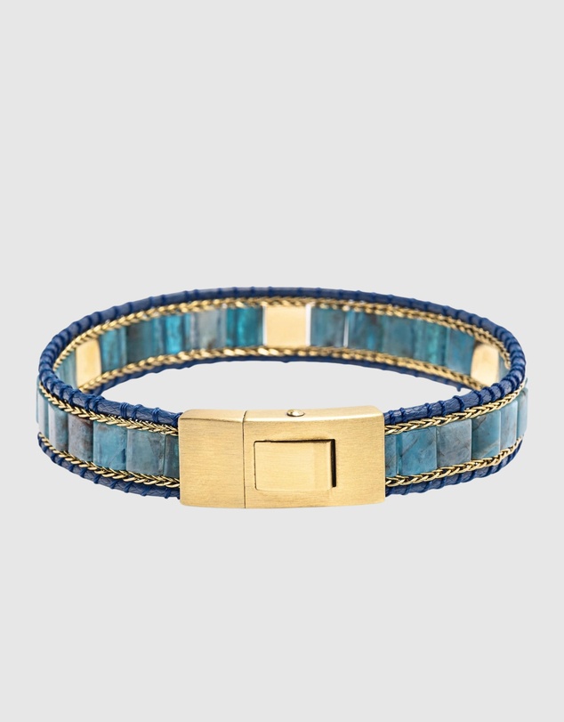 Nialaya Jewellery - Blue Apatite Stud Bracelet