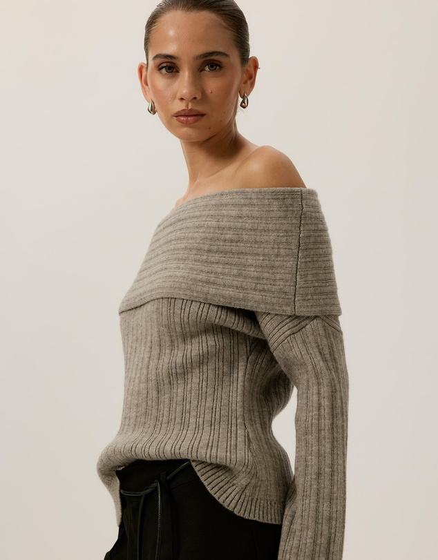 Tussah - Elena Ribbed Off The Shoulder Jumper