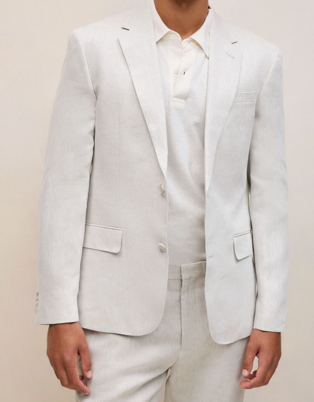 Trenery - Regular Fit Linen Twill Blazer in Stone