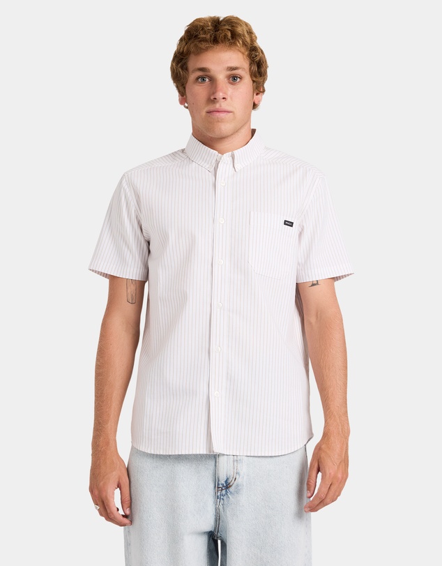 RVCA - Mens RVCA Pinstripe Short Sleeve Shirt