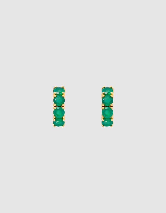 FAIRLEY - Green Agate Midi Hoops