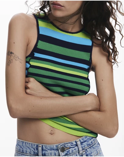 Desigual - Striped T-shirt with trim