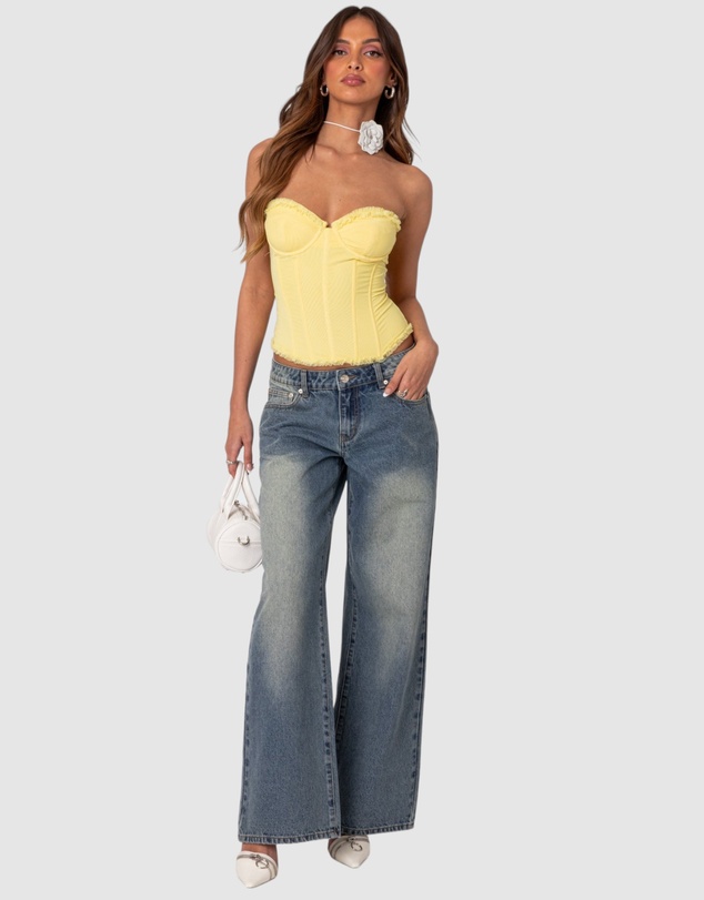 EDIKTED - Magda Low Rise Acid Wash Jeans