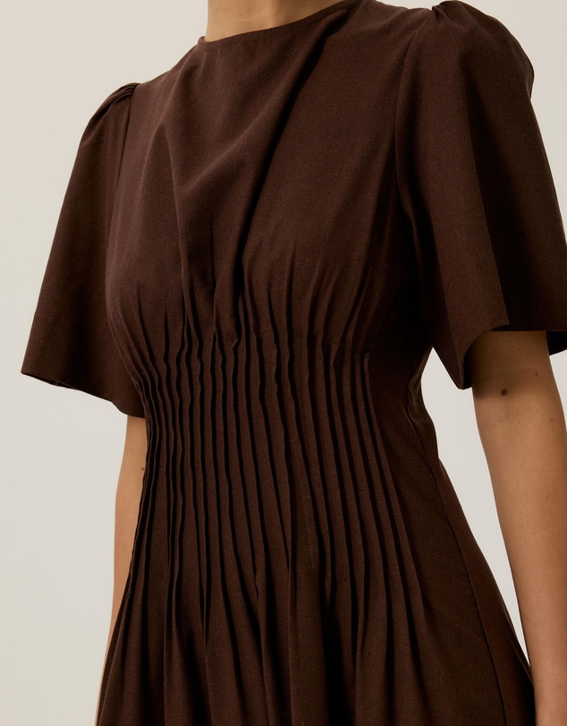 Tussah - Zoe Pin Tuck Detail Flutter Sleeve Midi Dress