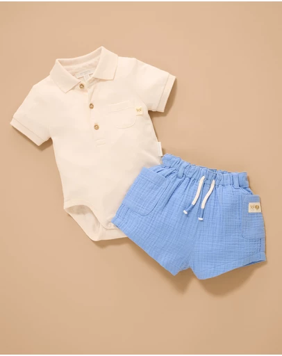 Purebaby - Polo Bodysuit- Kids-Babies