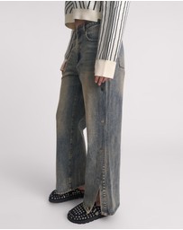 ONE TEASPOON - Billie Mid Waist Long Rise Straight Leg Denim Jeans - Old Blue
