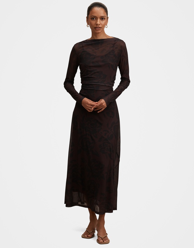 Forever New Petite - Georgia Petite Long Sleeves Mesh Midi Dress