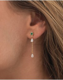 Elli Jewelry - Earrings Stud Emerald Drop 925 Sterling Silver Gold-Plated