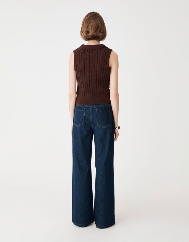 Forcast - Erin Collared Cable Knit Top