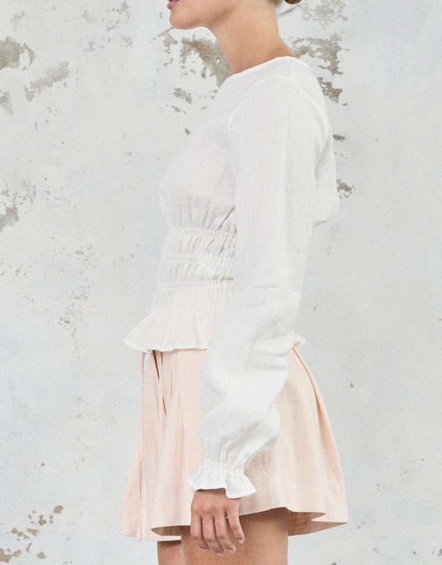 FRIEND of AUDREY - The Linen Shirred Top
