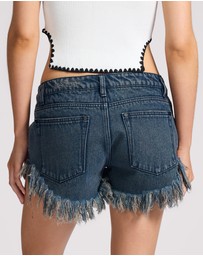 ONE TEASPOON - Dukes Low Waist Mini Denim Shorts - Fox Black