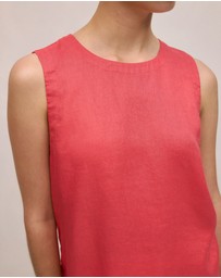 Trenery - Delave Linen Shell Tank in Crimson