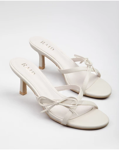 RAID - Ginni heeled mules with bow in Cream