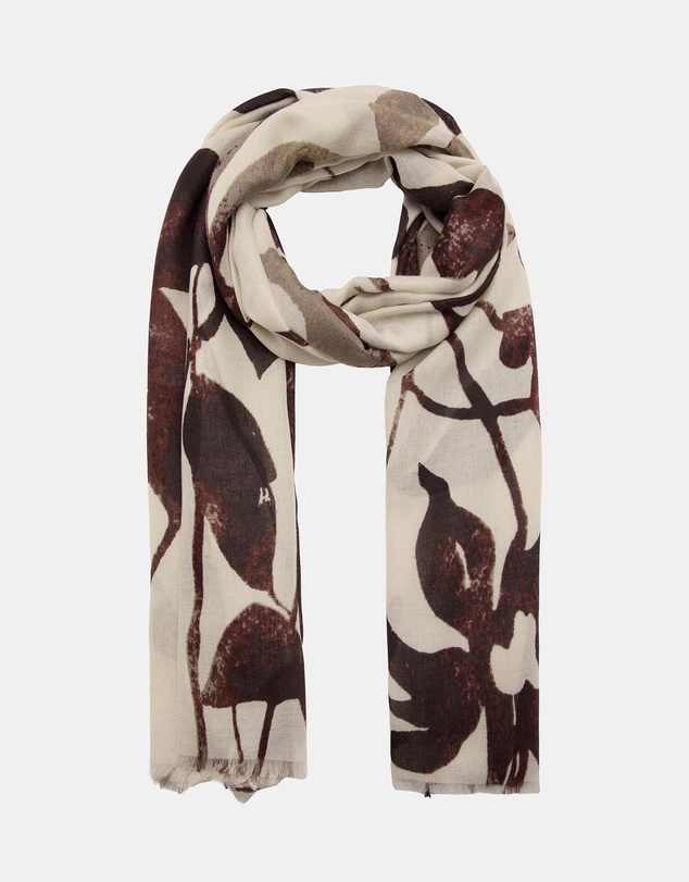 M.N.G - Printed Scarf with Frayed Finishes