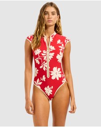 Seafolly - Mayflower Cap Sleeve Zip Front One Piece Swimsuit