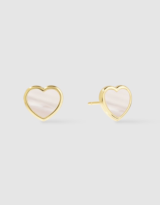 Wanderlust + Co - Heart Pearl & Gold Stud Earrings