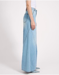 ONE TEASPOON - Hollywoods High Waist Wide Leg Denim Jeans - Cool Blue