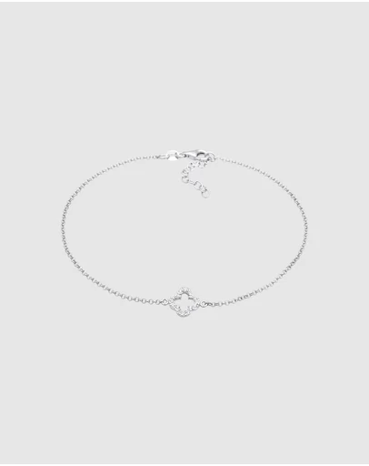Elli Jewelry - Cloverleaf Zirconia Anklet in 925 Silver