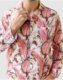 Sant And Abel - Men's Martinique® Pink Banana Leaf Long PJ Set
