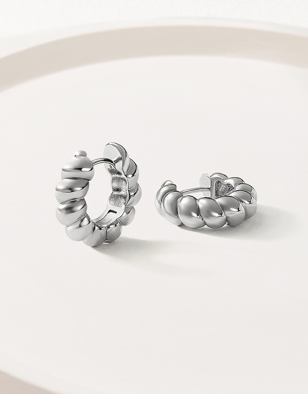 Mestige - Celeste Bead Hoops - Silver Plated
