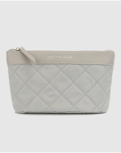 JETT BLACK - The Bondi Silver Quilted Clutch Pouch Zip Case