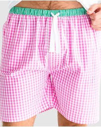 Sant And Abel - Men's Hepburn Gingham Pink Sleep Shorts