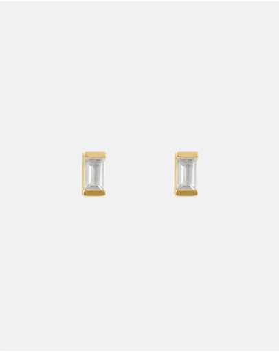 Kirstin Ash - Baguette Birthstone Studs April - White Topaz