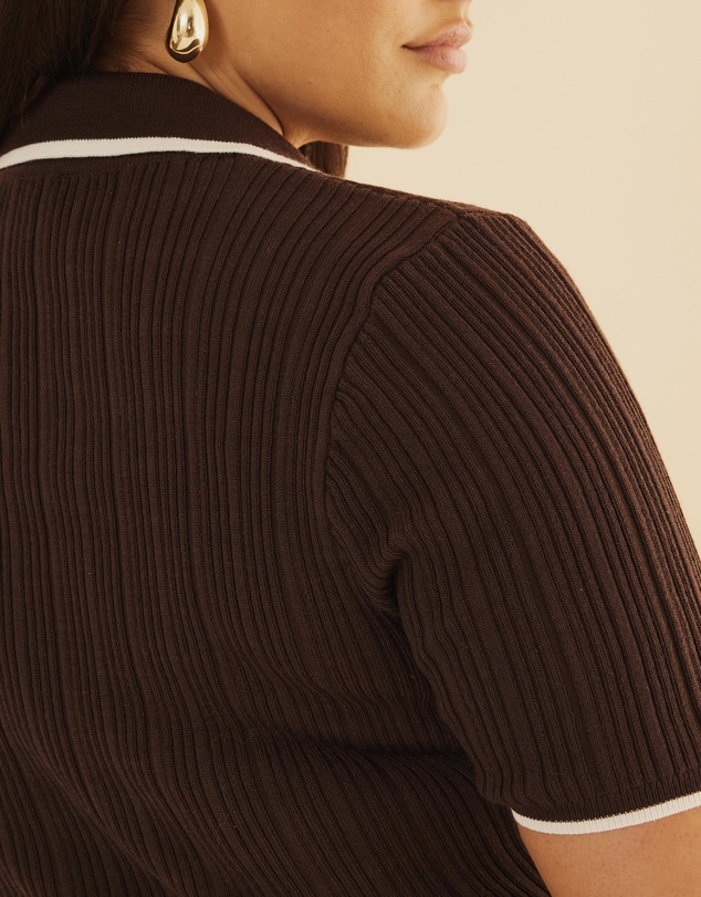 Atmos&Here Curvy - Olaria Contrast Knit Top
