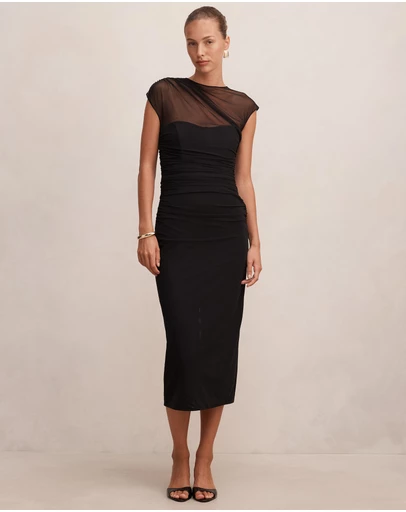 Forever New - Eadie Sheer Cap Sleeves Midi Dress