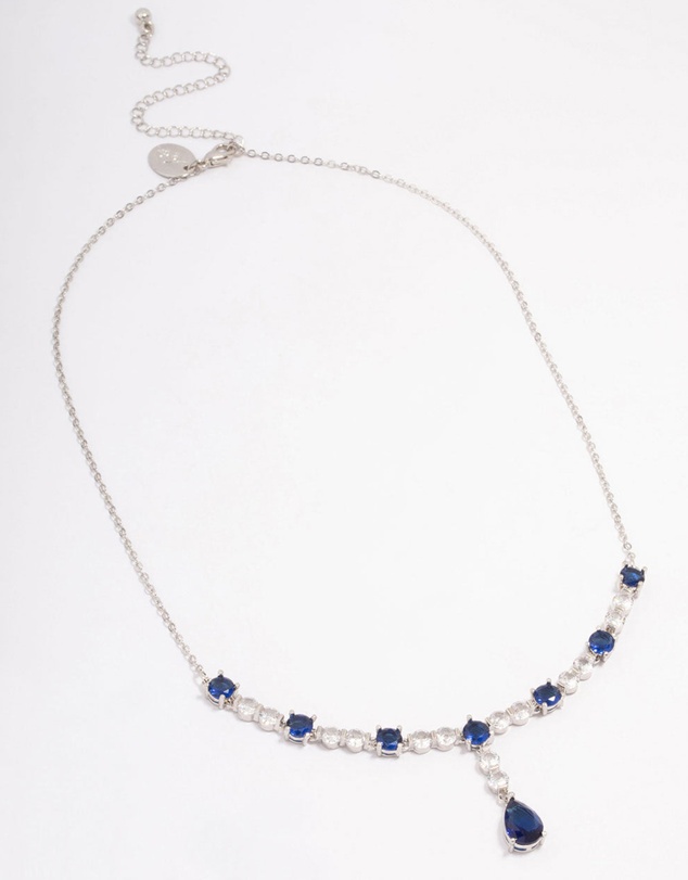 Lovisa - Silver Sapphire Stone Drop Necklace