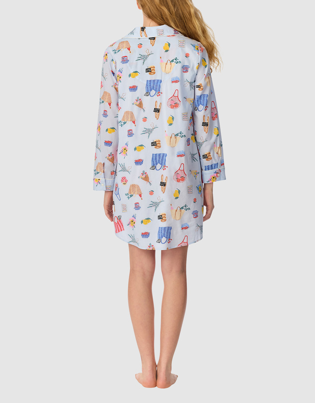 Kate Spade - Cotton & Viscose Long Sleeve Button-Up Nightshirt