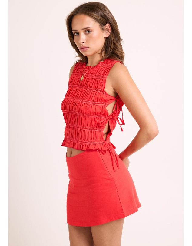 Subtitled - Brie Side Tie Shirred Top