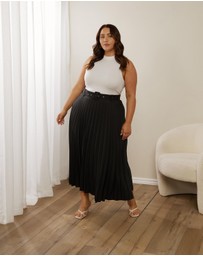 Atmos&Here Curvy - Hailey Pleated Belt Midi Skirt