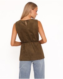 Petal & Pup - Caleb Faux Suede Tunic Top - Khaki