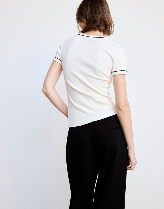 M.N.G - Ribbed T-Shirt with Piping