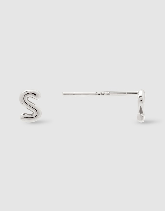 Wanderlust + Co - Alphabet Bubble Silver Stud Earrings - Letter S