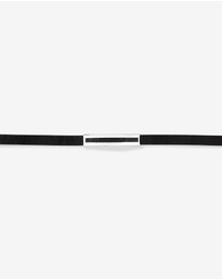 Michael Hill - Men's Silver & Leather 21cm Bracelet with 0.40 Carat TW of Black Diamonds