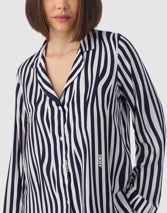 DKNY - Satin Button Up Long Sleeve Long Pyjama Set